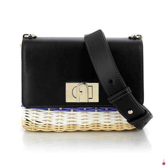 Furla 1927 Crossbody Black/Wicker - Picture 1 of 2